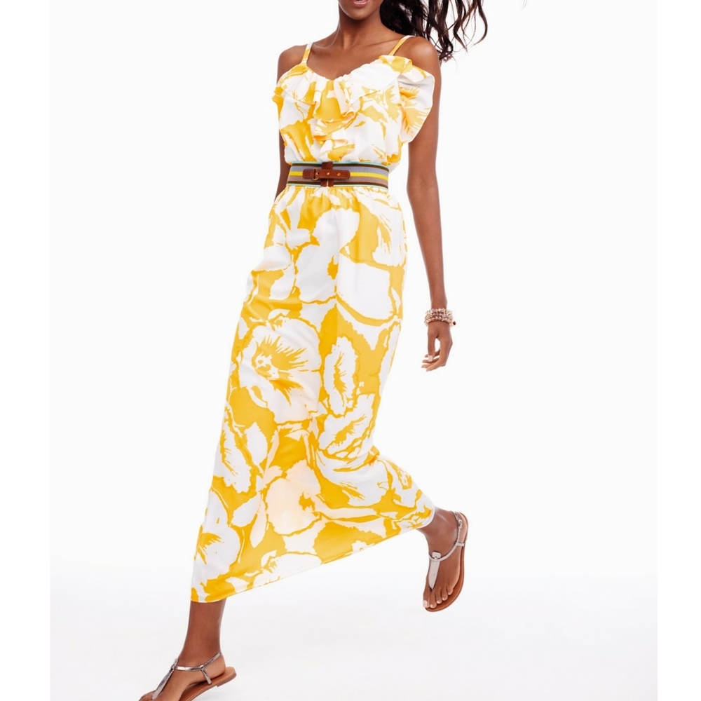 LOFT Yellow Floral Maxi Dress